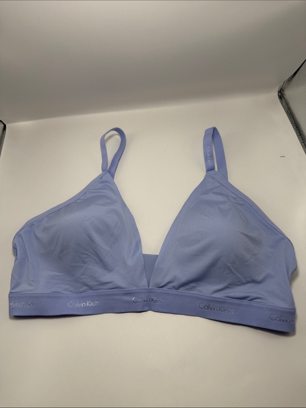 NWT Calvin Klein Form to Body Lightly Lined Triangle Bralette Blue L